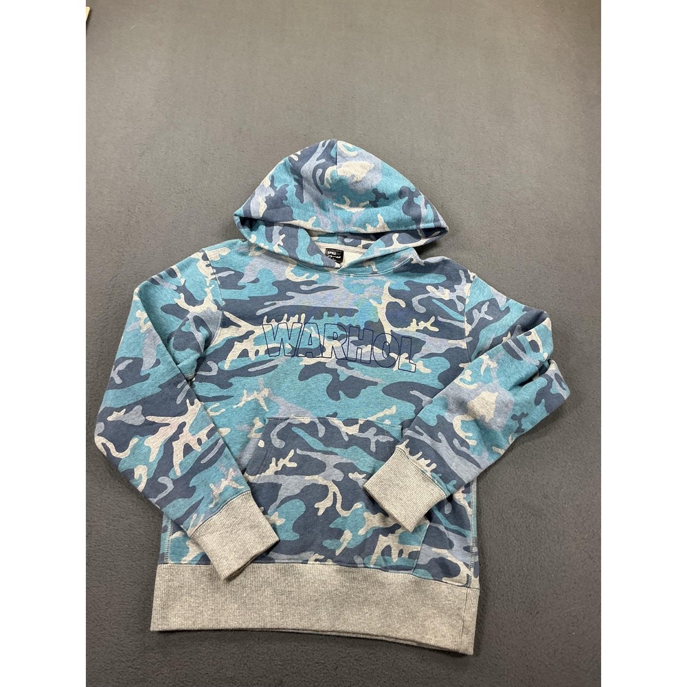Uniqlo‎ Andy Warhol Hoodie Sweatshirt Mens Small Blue Camo SPRZ NY Art Pullover